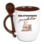 Puodelis su šaukšteliu „Bibliotekininkės puodelis
