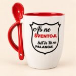 Puodelis su šaukšteliu